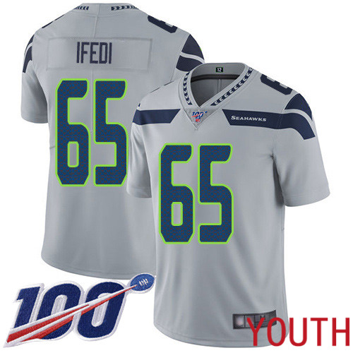 Seattle Seahawks Limited Grey Youth Germain Ifedi Alternate Jersey NFL Football #65 100th Season Vapor Untouchable->youth nfl jersey->Youth Jersey